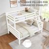 Twin over Full Bunk Bed with Thick Posts,Wooden Bunk Bed with High Guardrail and Ladder- White - Wood