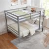 Full over Full Bunk Bed with Thick Posts,Wooden Bunk Bed with High Guardrail and Ladder- Grey - Wood