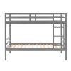 Twin over Twin Bunk Bed with Ladder,Wooden Bunk Bed with High Guardrail and Ladder- Grey - Wood