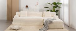 110" Cloud Sectional Sofa Upholstered Couch Free-combined Sofa for Living Room, Beige - as Pic