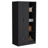 Toccoa Armoire with One-Drawer and Four-Tier Open Shelves - Black