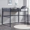 Metal Loft Bed Twin Size, Loft Bed Frame with Safety Guard Rails & Flat Ladder, Twin Loft Bed for Kids Teens Adults, Black - Black - Iron