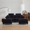 Comfortable Cloud Sofa with Ottomans, loveseat or 4-seater Sofa, 85.8''Modern Corduroy Upholstered Sectional Sofa(Black)