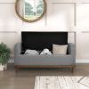 Mid-Century Modern Lift Top Storage Bench 1pc Tufted Gray Upholstered Solid Wood Walnut Finish Wooden Furniture - as Pic