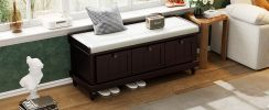 TREXM Classic Storage Bench with Cushioned Seat and Three Drawers for Entryway and Living Room (Espresso) - as Pic