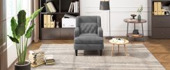 Upholstered Accent Chair Tufted Armchair for Living Room and Bedroom, Dark Grey - as Pic