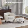 Velvet Accent Chair with Ottoman, Modern Barrel Chair Armchair for Living Room, Bedroom, White - White - Chenille