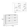 Houma Four Drawer Dresser with Two Lower Cabinets, Drawer Chest - White