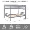 Full over Full Bunk Bed with Ladder,Wooden Bunk Bed with High Guardrail and Ladder for Kids, Teens, Dorm Rooms, and Guest Rooms- Grey - Wood