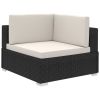 6 Piece Patio Lounge Set with Cushions Poly Rattan Black - Black