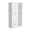 Toccoa Armoire with One-Drawer and Four-Tier Open Shelves - White