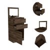 Celestial Dresser, Jewelry Box, Mirror, Two Drawers, Single Door Cabinet, White - Dark Walnut