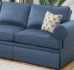 2pc Sofa Set Sofa And Loveseat Living Room Furniture Blue Glossy Polyfiber Cushion Couch - as Pic