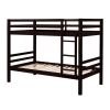 Twin over Twin Bunk Bed with Thick Posts,Wooden Bunk Bed with High Guardrail and Ladder for Kids, Teens, Dorm Rooms- Espresso - Wood