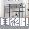 Metal Loft Bed Full Size, Loft Bed Frame with Safety Guard Rails & Flat Ladder, Twin Loft Bed for Kids Teens Adults, Gray - Gray - Iron