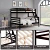 Twin over Full Bunk Bed with Ladder,Wooden Bunk Bed with High Guardrail and Ladder- Espresso - Wood
