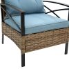 Patio 4 piece sectional low dining conversation sofa set- KD rattan wicker outdoor garden furniture corner sofa set