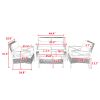 Patio 4 piece sectional low dining conversation sofa set- KD rattan wicker outdoor garden furniture corner sofa set