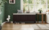 TREXM Classic Storage Bench with Cushioned Seat and Three Drawers for Entryway and Living Room (Espresso) - as Pic