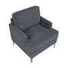 Modern Comfort Accent Chair 1pc Gray Chenille Upholstery Gold Finish Metal Legs Living Room Furniture Durable Plywood - as Pic