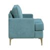 Modern Comfort Accent Chair 1pc Peacock Color Chenille Upholstery Gold Finish Metal Legs Living Room Furniture Durable Plywood - as Pic