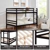 Full over Full Bunk Bed with Ladder,Wooden Bunk Bed with High Guardrail and Ladder- Espresso - Wood