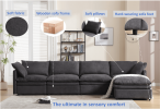 Modern U-shaped Sectional Sofa ,5-seat Sofa ,Sleeper Sofa Couch with Chaise Lounge, Dark Gray