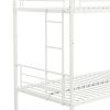 Over Twin Bunk Bed Frame with Trundle,Metal Bunkbed with Sturdy Guard Rail and 2 sideLadders- White