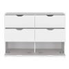 Houma Four Drawer Dresser with Two Lower Cabinets, Drawer Chest - White