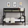 Twin over Full Bunk Bed with Ladder,Wooden Bunk Bed with High Guardrail and Ladder- Espresso - Wood
