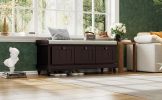 TREXM Classic Storage Bench with Cushioned Seat and Three Drawers for Entryway and Living Room (Espresso) - as Pic