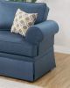 2pc Sofa Set Sofa And Loveseat Living Room Furniture Blue Glossy Polyfiber Cushion Couch - as Pic