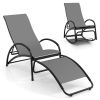 2-in-1 Outdoor Rocking Chair with 4-Position Adjustable Backrest for Patio Porch Poolside - Gray