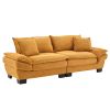 Corduroy Sofa Sleeper Couch Loveseat Sofa with Pillows Comfy Upholstered Deep Seat Sofa-Yellow Corduroy