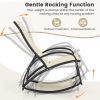 2-in-1 Outdoor Rocking Chair with 4-Position Adjustable Backrest for Patio Porch Poolside - Beige