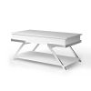 Contemporary Style White 1pc Coffee Table Lift Top Design High Gloss Finish Chrome Frame Living Room Furniture - as Pic