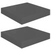 Floating Wall Shelves 2 pcs High Gloss Gray 9.1"x9.3"x1.5" MDF - Grey
