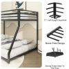 Adam Sturdy Twin over Full Bunk Bed Metal Black for Kids and Adult, Low Profile Twin over Full Bunk Bed with Ladder and Guardrails