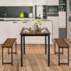 3 Pieces Dining Table Set with 2 Benches for Dining Room Kitchen Bar - PB