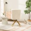 Contemporary Off-White Cashmere High-Back Upholstered Swivel Accent Chair