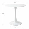 White Round Table, Modern Dining Table, MDF Top and Steel Base Tulip Round Kitchen Table, Mid Century Coffee Table for Living Room 24 Inch - as Pic