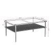 Coffee Table and End tables Set of 3, Tempered Glass Table with MDF layer, Modern Tables for Living Room , Gray Glass - as Pic