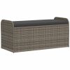 Storage Bench with Cushion Gray 45.3"x20.1"x20.5" Poly Rattan - Gray