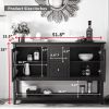 Sideboard Buffet Console Table, Media Cabinet with Adjustable Shelves, Black - as Pic