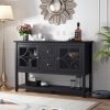 Sideboard Buffet Console Table, Media Cabinet with Adjustable Shelves, Black - as Pic