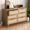6 drawers Rattan dresser Rattan Drawer, Bedroom,Living Room - as Pic