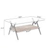 Coffee Table and End tables Set of 3, Tempered Glass Table with MDF layer, Modern Tables for Living Room , Transparent Glass - as Pic