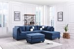 Malone G630B-SC Sectional (Without Ottoman) , NAVY BLUE - as Pic