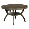Rustic Grey Solid wood Round Dining Table w Shelf Dining Room Furniture 1pc Table Only - as Pic