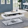 Contemporary Style White 1pc Coffee Table Lift Top Design High Gloss Finish Chrome Frame Living Room Furniture - as Pic